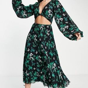 ASOS TALL tie wrap around pleated midi dress